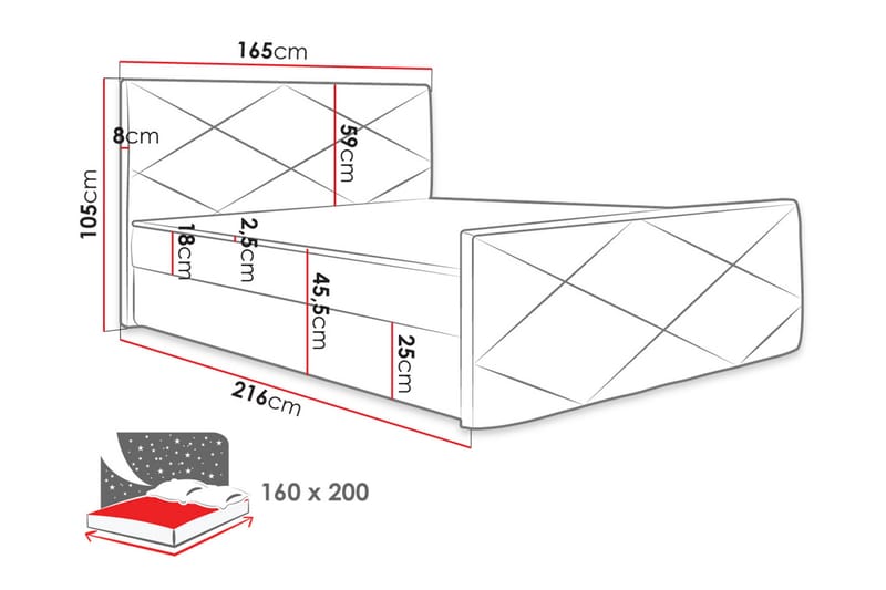 Kontinentalsäng Dihel 160x200 cm med Sänggavel - Ljusgrå - Möbler - Säng - Kontinentalsäng