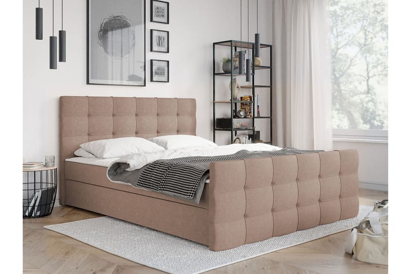 Kontinentalsäng Dihel 160x210 cm - Rosa|Beige - Kontinentalsäng