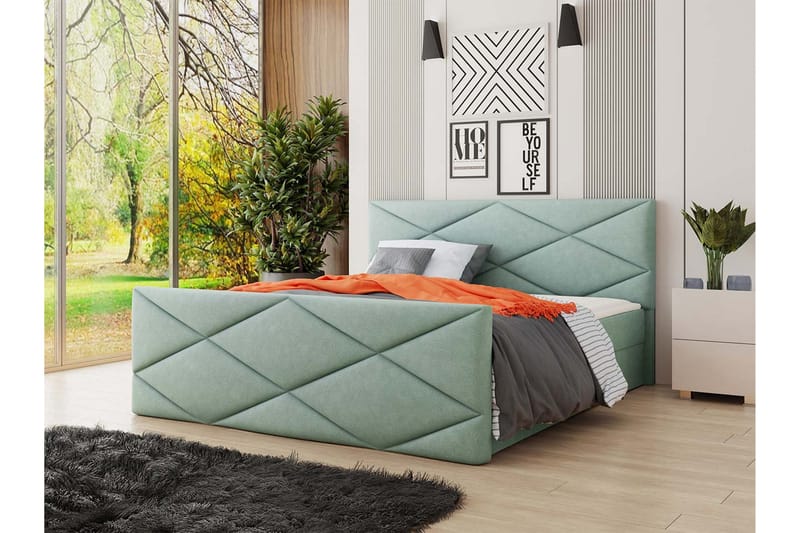 Kontinentalsäng Dihel 180x200 cm med Sänggavel - Grön - Möbler - Säng - Kontinentalsäng