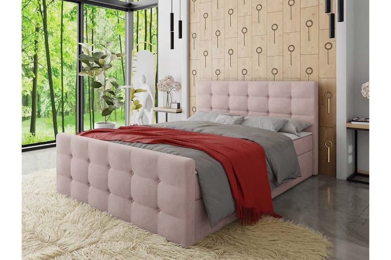 Kontinentalsäng Dihel 180x200 cm med Sänggavel - Rosa - Möbler - Säng - Kontinentalsäng