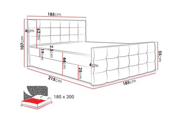 Kontinentalsäng Dihel 180x210 cm - Mörkgrå - Möbler - Säng - Kontinentalsäng