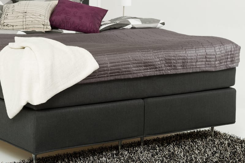 Kontinentalsäng Dolly 180x200 cm Mörkgrå - Memoryfoam Svarta Ben - Möbler - Säng - Kontinentalsäng