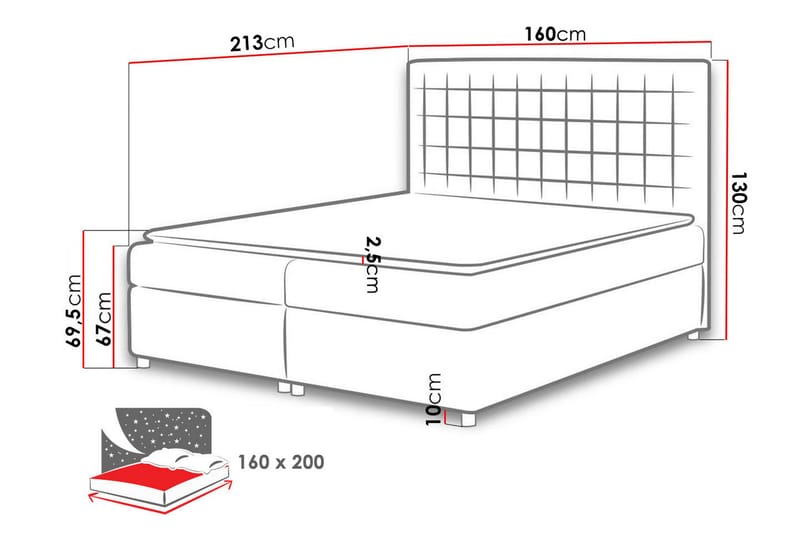 Kontinentalsäng Elshö 160x200 - Mörkgrå - Kontinentalsäng