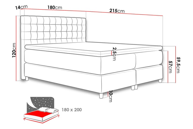 Kontinentalsäng Forus 180x200 - Ljusgrå - Kontinentalsäng