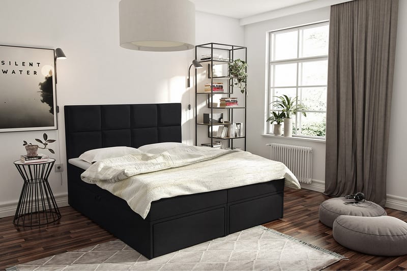 Kontinentalsäng Garda Lux 160x207 cm - Svart - Möbler - Säng - Kontinentalsäng