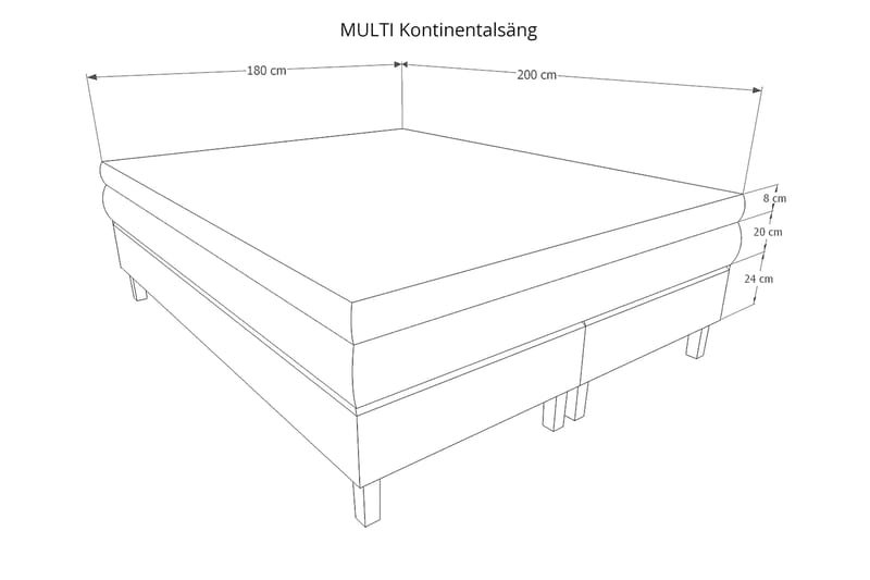 Kontinentalsäng Gilius 180x200 - Ljusgrå - Möbler - Säng - Kontinentalsäng
