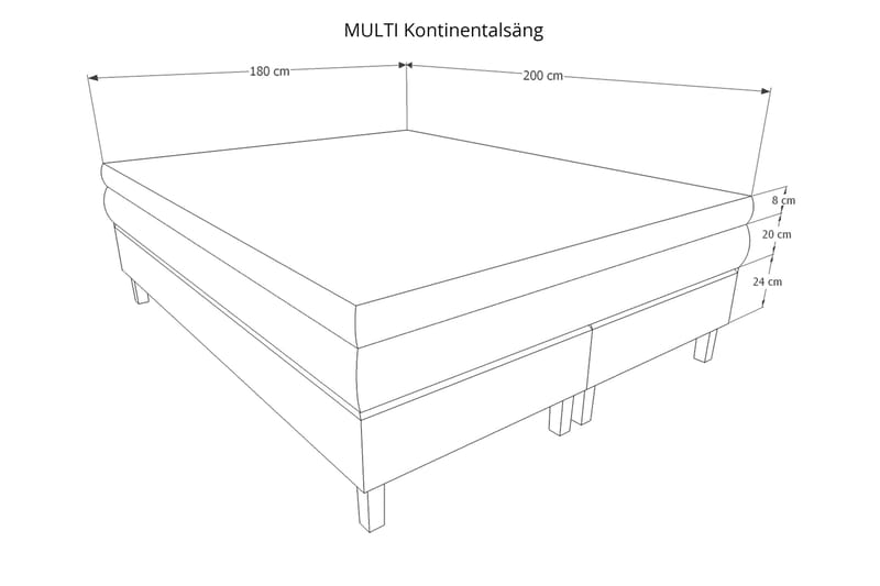 Kontinentalsäng Gilius 180x200 - Ljusgrå - Kontinentalsäng - Dubbelsäng