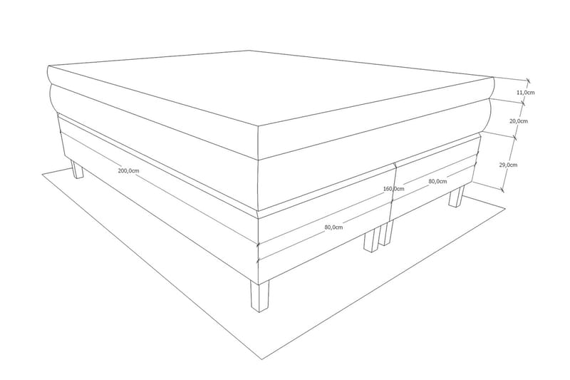 Kontinentalsäng Grand 160x200 Fast/Mjuk Ljusgrå - Latex - Möbler - Säng - Kontinentalsäng