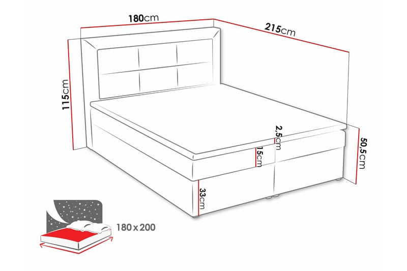 Kontinentalsäng Havberg Box 180x215 cm - Mörkgrå - Möbler - Säng - Kontinentalsäng