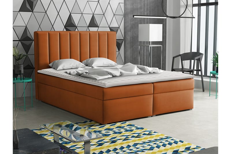 Kontinentalsäng Kalliopi 140x200 cm - Brun/Orange - Möbler - Säng - Kontinentalsäng