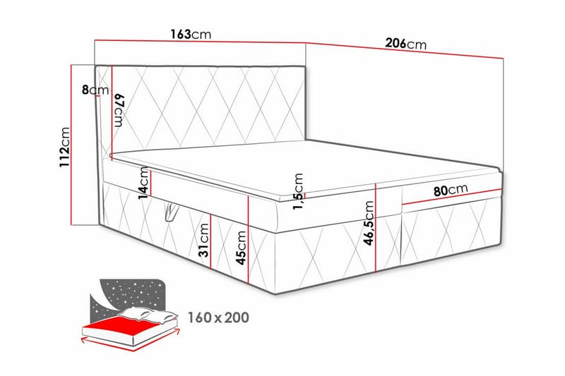 Kontinentalsäng Kintore 160x200 cm - Kontinentalsäng