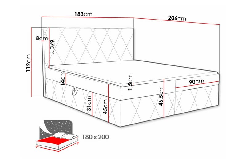 Kontinentalsäng Kintore 180x200 cm - Kontinentalsäng