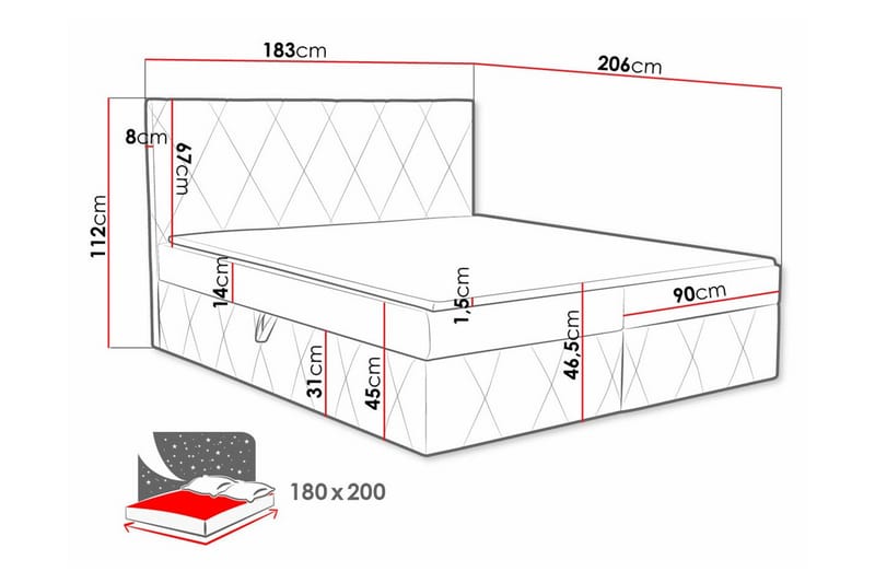 Kontinentalsäng Kintore 180x200 cm - Kontinentalsäng