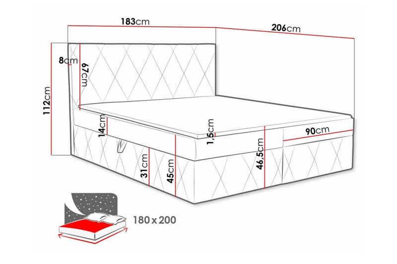 Kontinentalsäng Kintore 180x200 cm - Möbler - Säng - Kontinentalsäng
