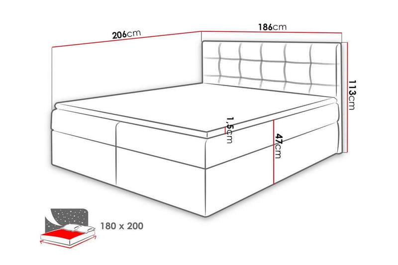 Kontinentalsäng Kintore 180x200 cm - Kontinentalsäng