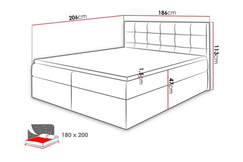 Kontinentalsäng Kintore 180x200 cm - Kontinentalsäng