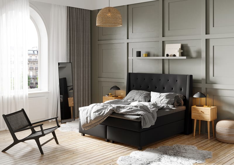 Kontinentalsäng Langham 210x210 cm - Svart - Möbler - Säng - Kontinentalsäng