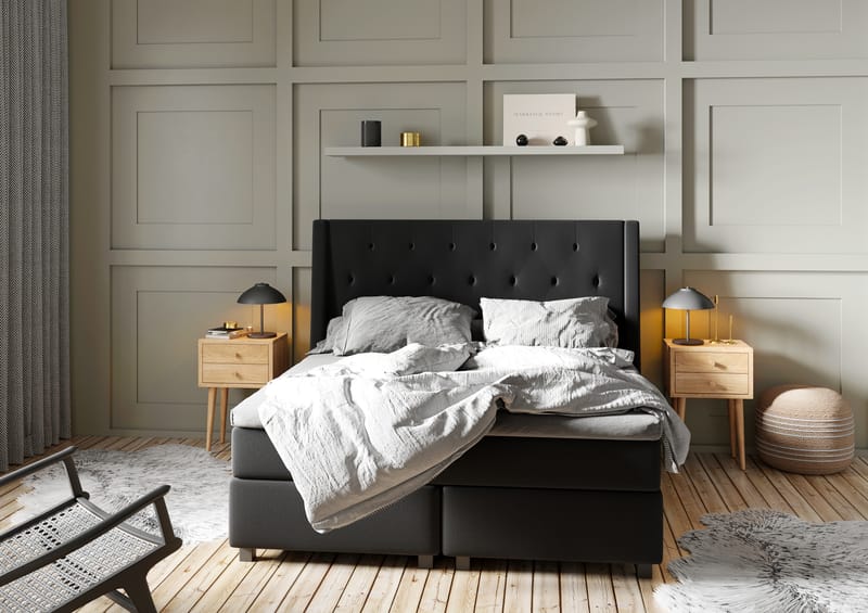 Kontinentalsäng Langham 210x210 cm - Svart - Möbler - Säng - Kontinentalsäng