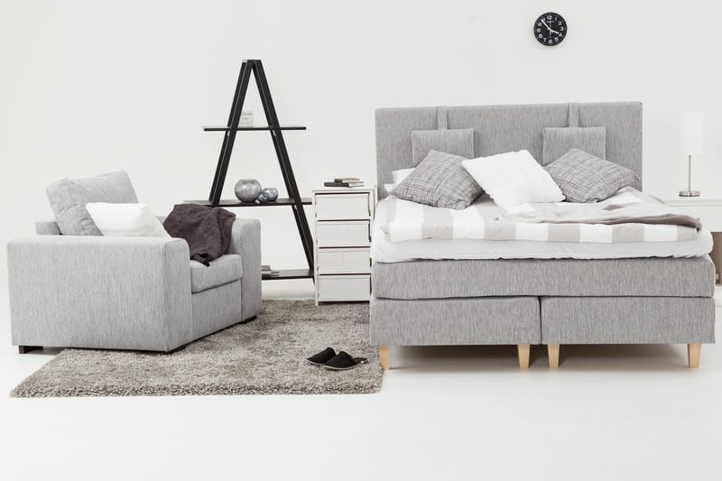 Kontinentalsäng Longford 160x200 Fast Polyeterskum - Ljusgrå - Möbler - Säng - Kontinentalsäng