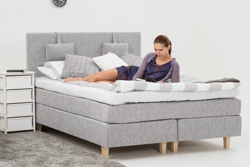 Kontinentalsäng Longford 160x200 Fast Polyeterskum - Ljusgrå - Möbler - Säng - Kontinentalsäng