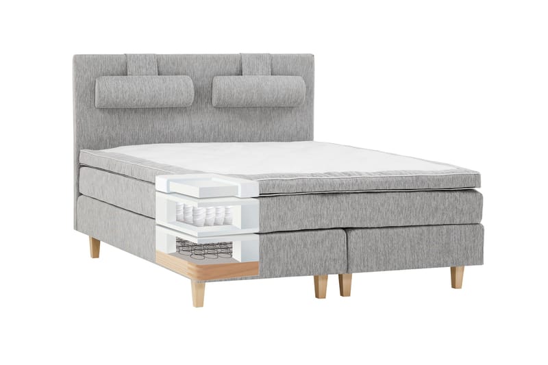 Kontinentalsäng Longford 160x200 Fast Polyeterskum - Ljusgrå - Möbler - Säng - Kontinentalsäng