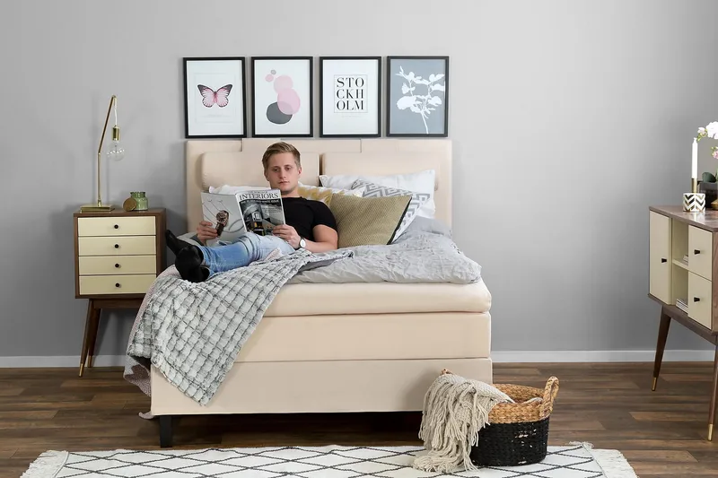 Kontinentalsäng Lucky 120x200 Latexmadrass - Beige - Möbler - Säng - Enkelsäng