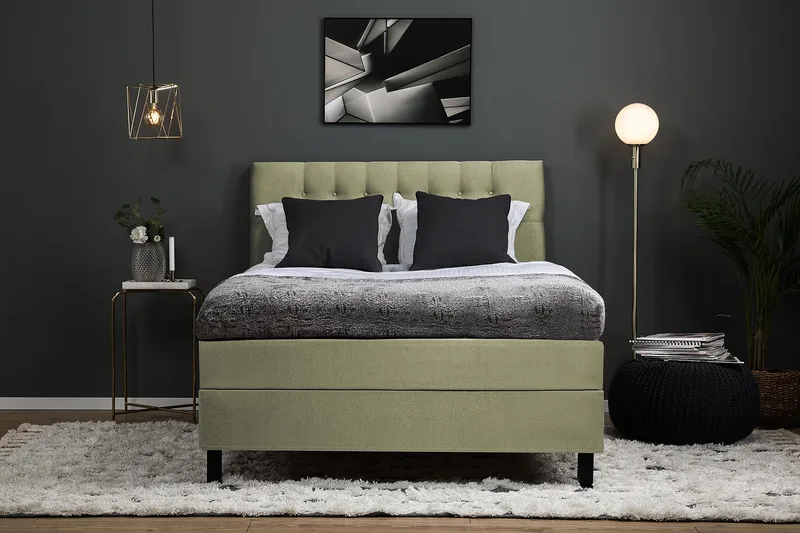 Kontinentalsäng Lucky 140x200 Polyeter - Grön - Möbler - Säng - Kontinentalsäng