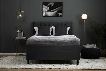 Kontinentalsäng Lucky 140x200 Polyeter - Svart|Grå - Möbler - Säng - Kontinentalsäng