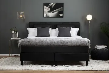 Kontinentalsäng Lucky 160x200 Polyeter - Svart|Grå - Möbler - Säng - Kontinentalsäng