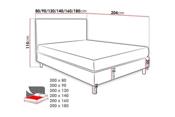 Kontinentalsäng Lux 180x204 cm - Grå - Möbler - Säng - Kontinentalsäng