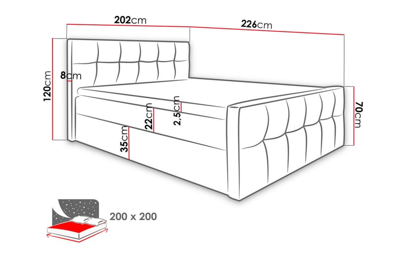 Kontinentalsäng Lycket 200x200 cm - Vit - Kontinentalsäng