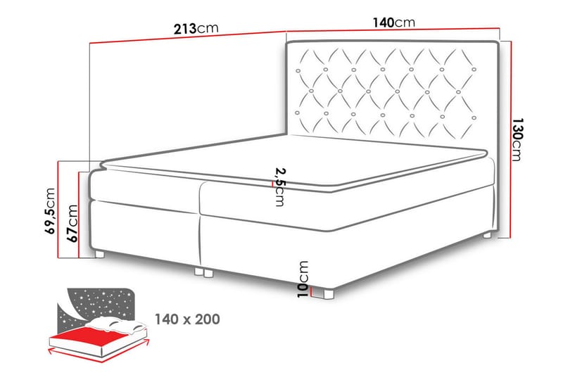 Kontinentalsäng Mincey 140x200 med Förvaring - Mörkgrå - Kontinentalsäng