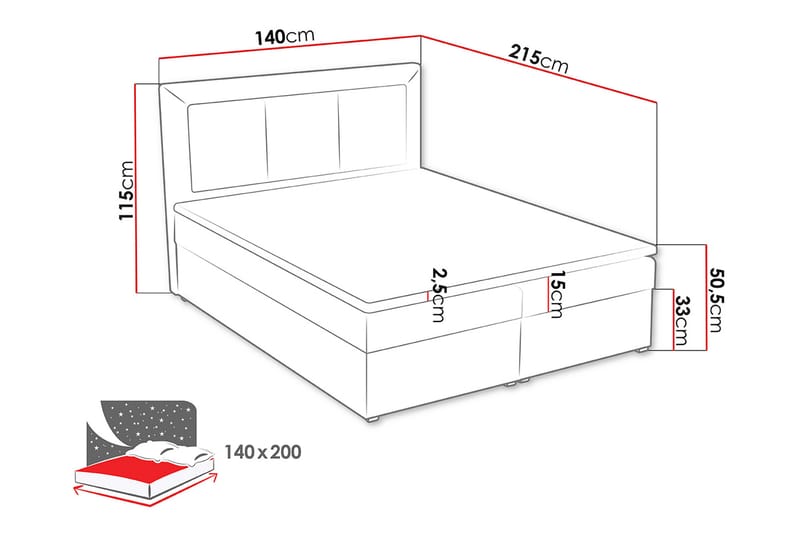 Kontinentalsäng Moden 140x215 cm - Beige - Kontinentalsäng