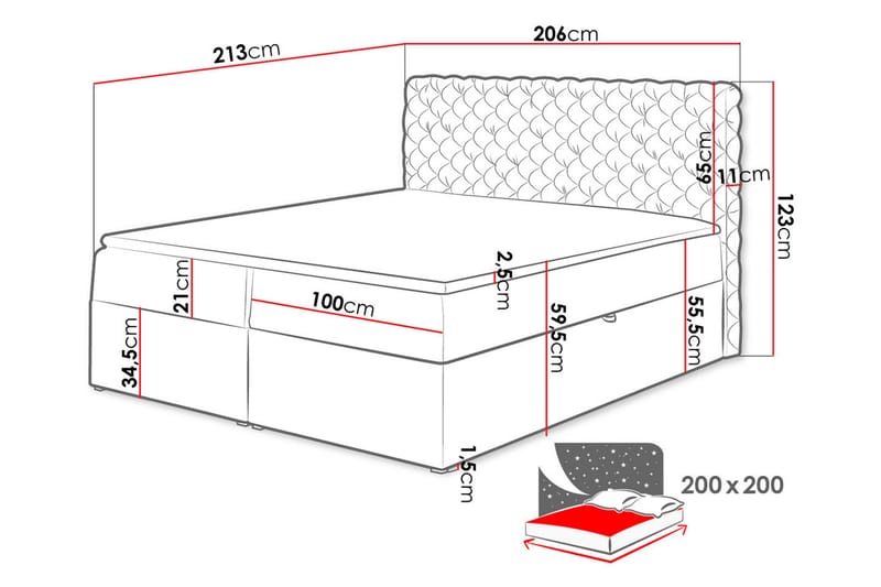 Kontinentalsäng Moiola 200x200 cm - Kontinentalsäng