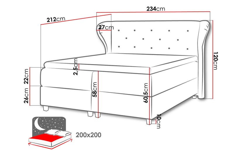 Kontinentalsäng Morvold 200x200 - Ljusgrå - Möbler - Säng - Kontinentalsäng