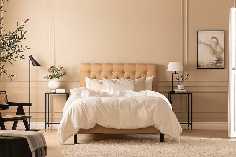 Kontinentalsäng Nayaka 90x200 Latexmadrass - Beige - Möbler - Säng - Kontinentalsäng