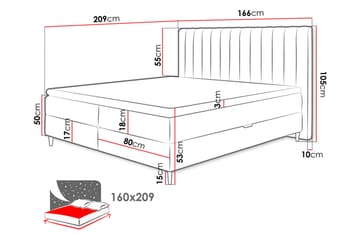 Kontinentalsäng Necunecu 160x200 cm med Sänggavel Tvättbar - Grå - Möbler - Säng - Kontinentalsäng