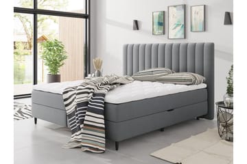 Kontinentalsäng Necunecu 160x200 cm med Sänggavel Tvättbar - Grå - Möbler - Säng - Kontinentalsäng