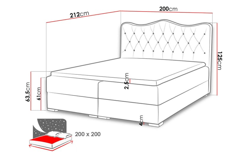 Kontinentalsäng Nenita 200x200 - Vit - Kontinentalsäng