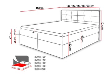 Kontinentalsäng Oldereid 160x200 - Svart/Grå/Vit - Möbler - Säng - Kontinentalsäng