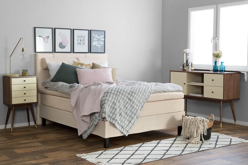 Kontinentalsäng Olivia 120x200 Latexmadrass - Beige - Möbler - Säng - Kontinentalsäng