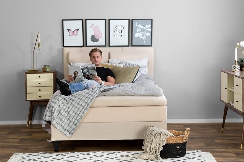 Kontinentalsäng Olivia 120x200 Latexmadrass - Beige - Möbler - Säng - Kontinentalsäng