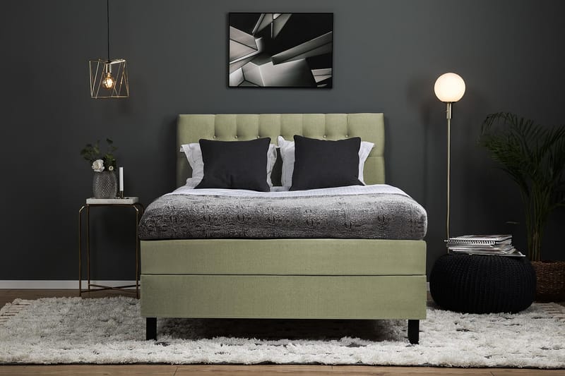 Kontinentalsäng Olivia 140x200 Polyeter - Grön - Möbler - Säng - Kontinentalsäng