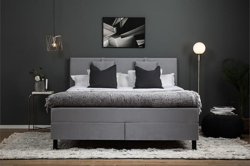 Kontinentalsäng Olivia 150x200 Polyeter - Mellangrå - Möbler - Säng - Kontinentalsäng