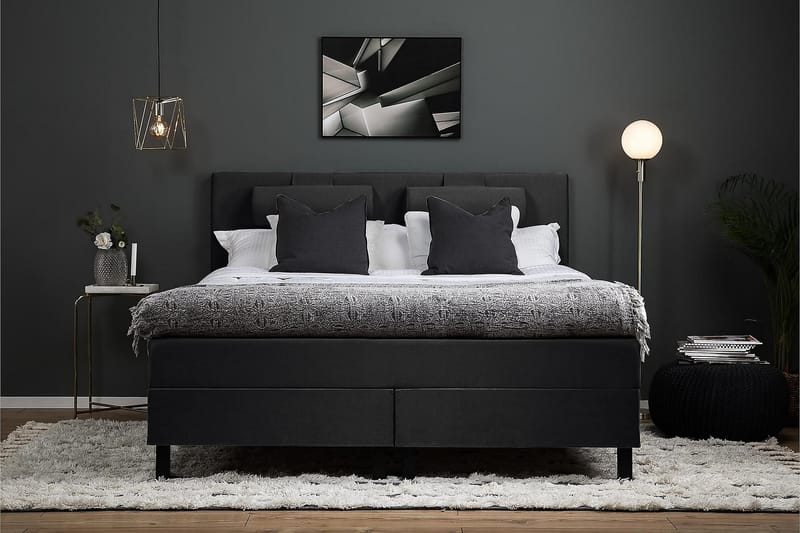Kontinentalsäng Olivia 150x200 Polyester - Svart|Grå - Möbler - Säng - Kontinentalsäng