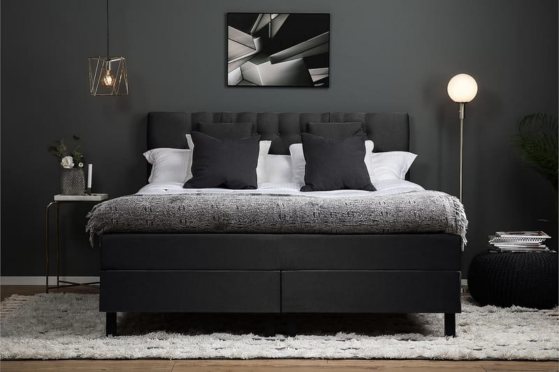 Kontinentalsäng Olivia 160x200 Latexmadrass - Svart|Grå - Möbler - Säng - Kontinentalsäng