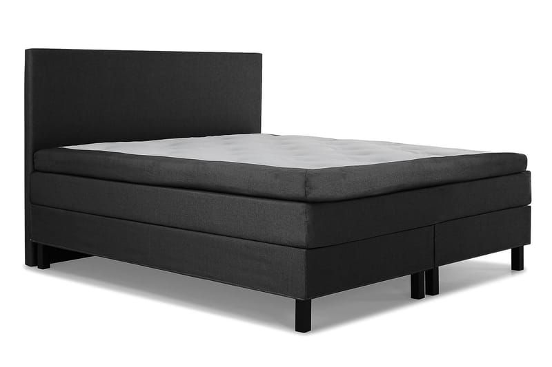 Kontinentalsäng Olivia 160x200 Memorymadrass Konstläder/Tyg - Svart|Grå - Möbler - Säng - Kontinentalsäng