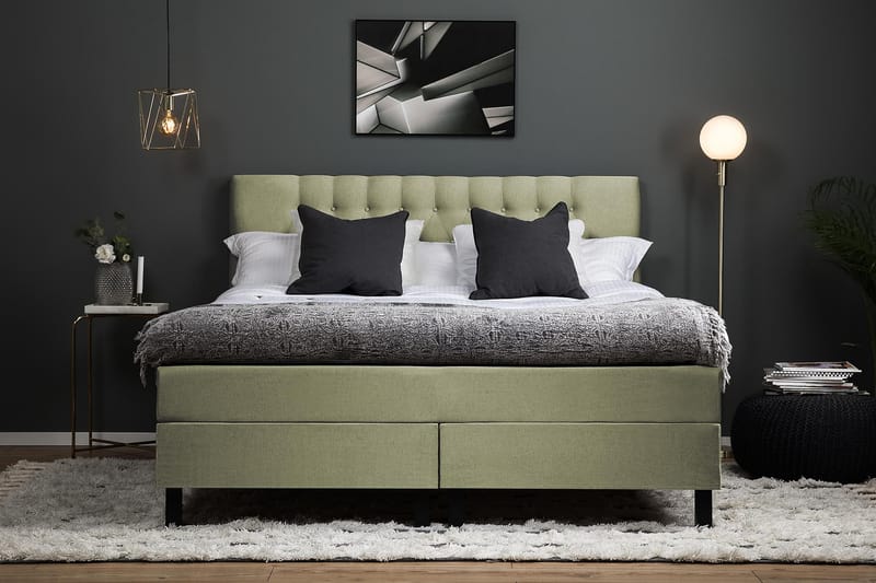 Kontinentalsäng Olivia 160x200 Polyeter - Grön - Möbler - Säng - Kontinentalsäng