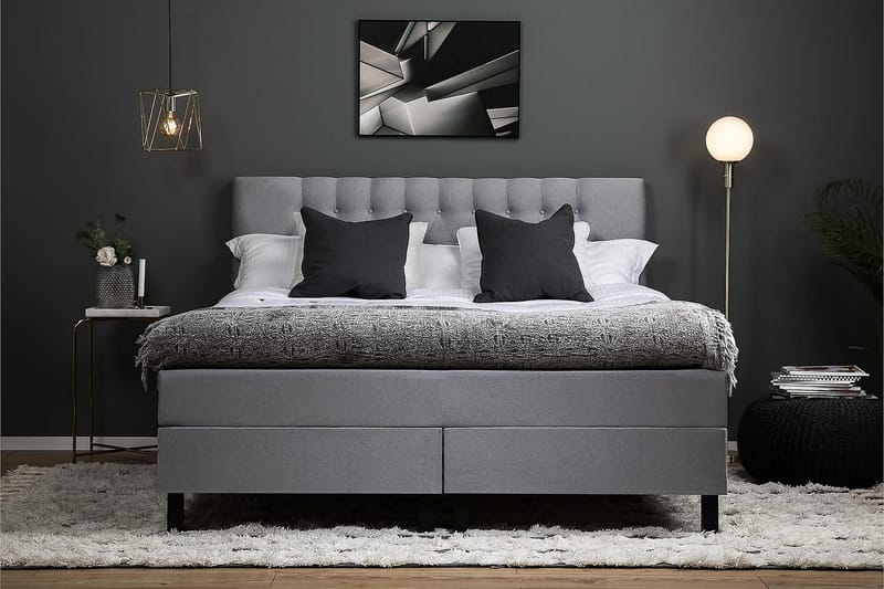 Kontinentalsäng Olivia 160x200 Polyeter - Mellangrå - Möbler - Säng - Kontinentalsäng