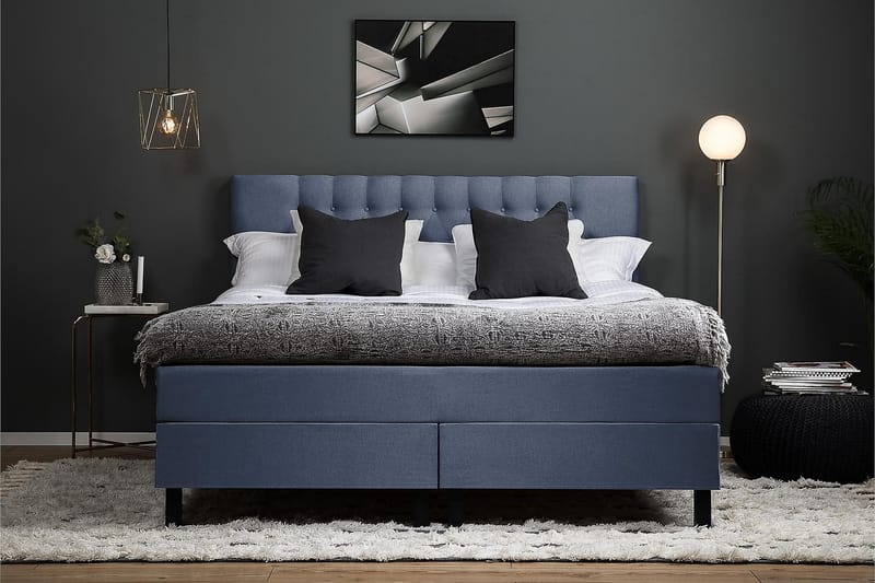 Kontinentalsäng Olivia 160x200 Polyeter - Mörkblå - Möbler - Säng - Kontinentalsäng